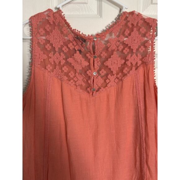 New Directions Petite Pink/Coral Dress, Sleeveless, Lace, Pom Poms, PXL - Picture 5 of 6